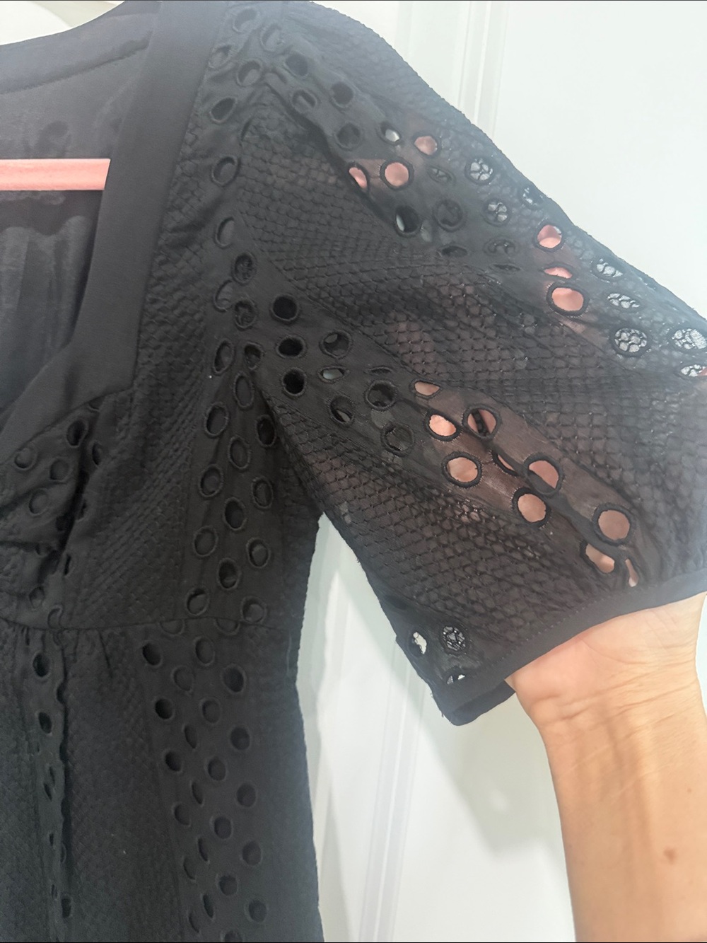 Nanette Lepore Black Eyelet Button-Front Mini Dress - Picture 3 of 8